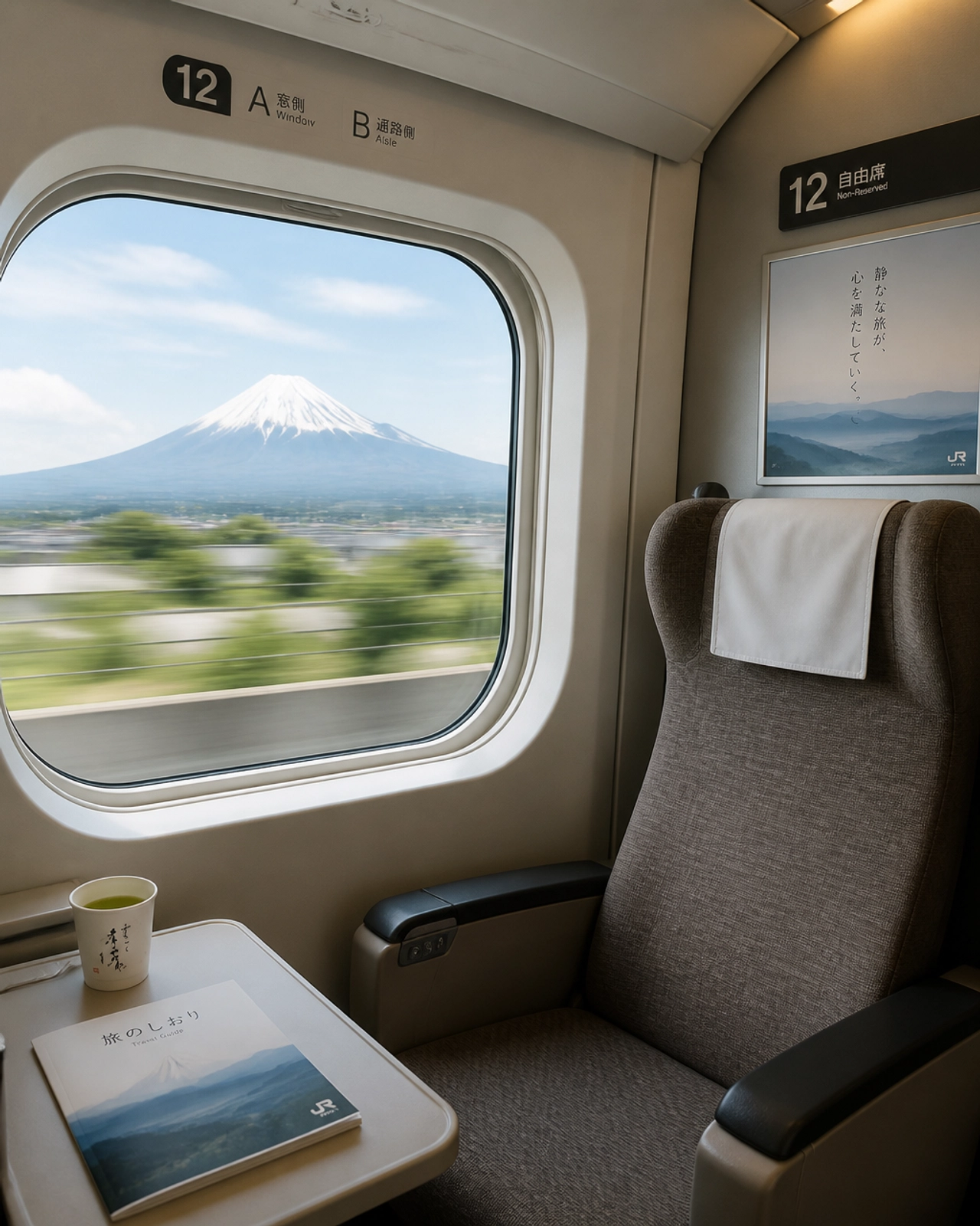 Inside the Shinkansen looking out the window