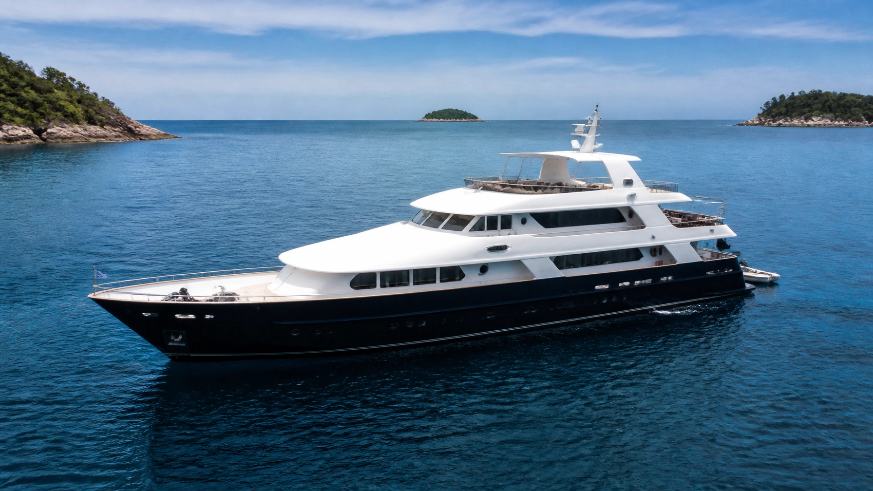 A luxury liveaboard yacht at sea