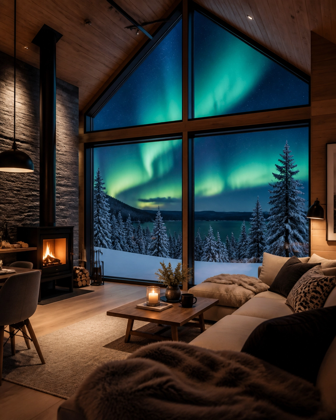 A cozy minimalist cabin in Finnish Lapland under the Northern Lights